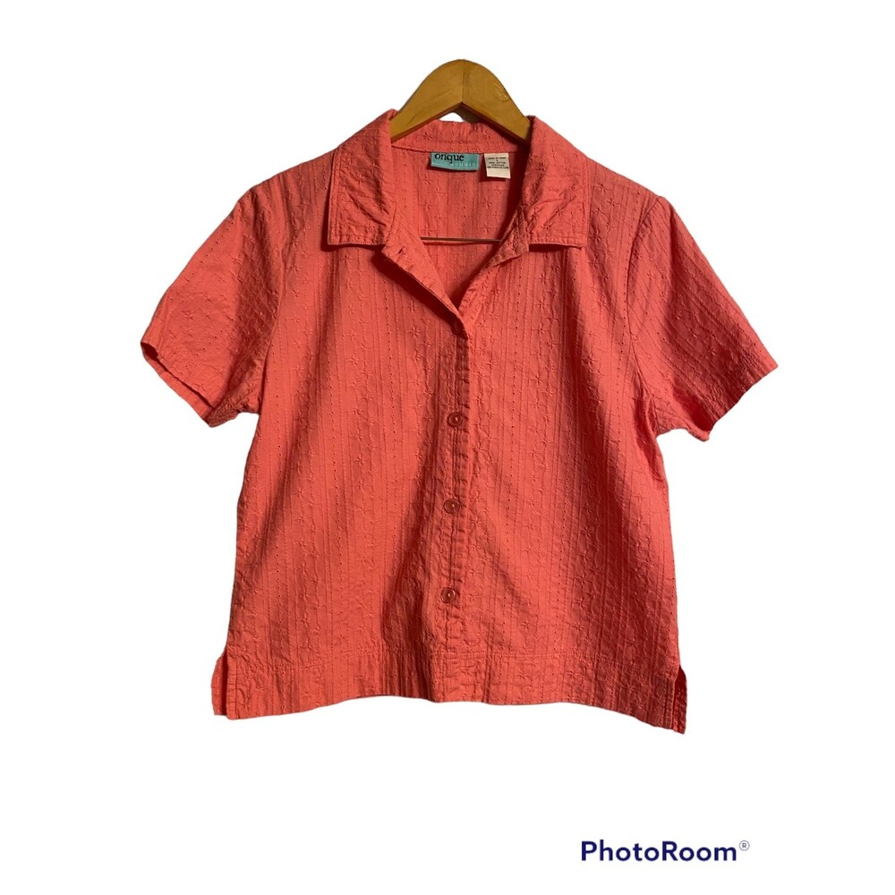 Onque Eyelet Button Up Blouse Size Large